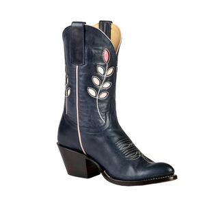 NEW Macie Bean Top Hand 10” Leather Cowboy Boots Women's 7M Navy Blue Western